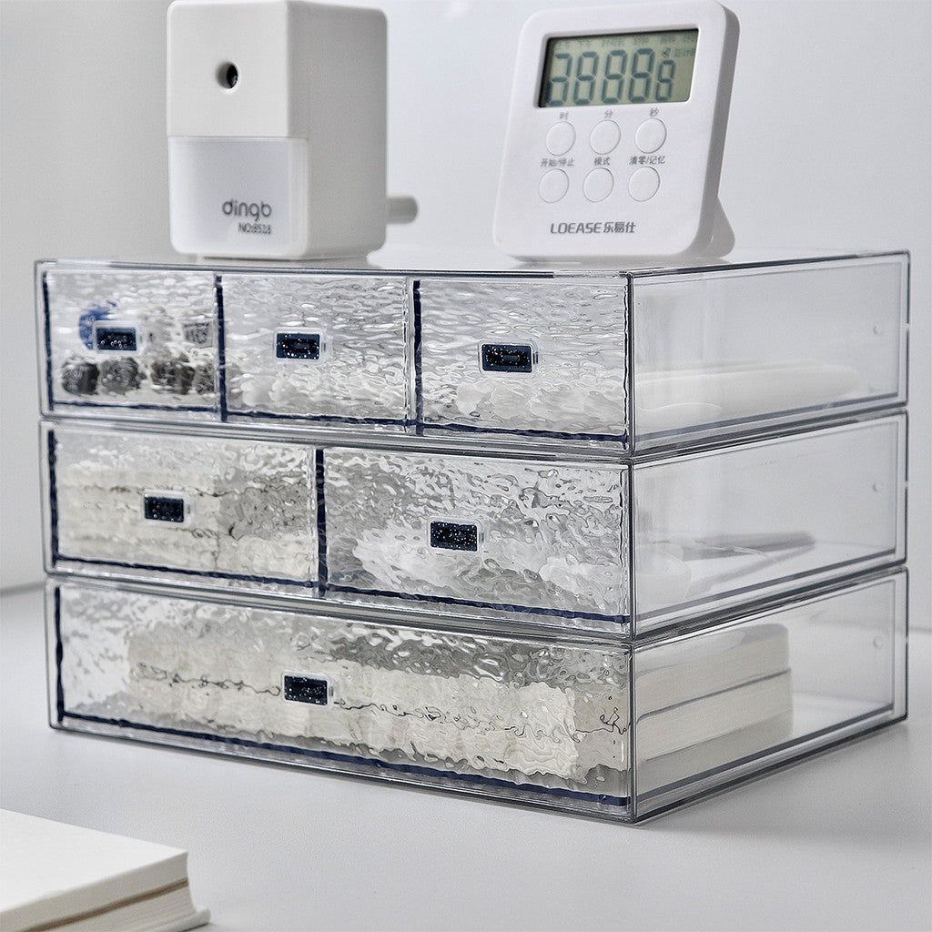 ShopClassyShop Transparent water ripples stacked drawer storage boxes ladies tabletop cosmetics storage