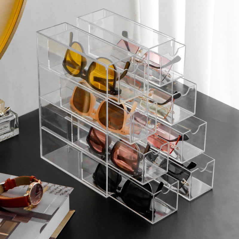Shopclassyshop Acrylic sunglasses spectacles storage display box case fits 4 acrylic transparent clear dustproof