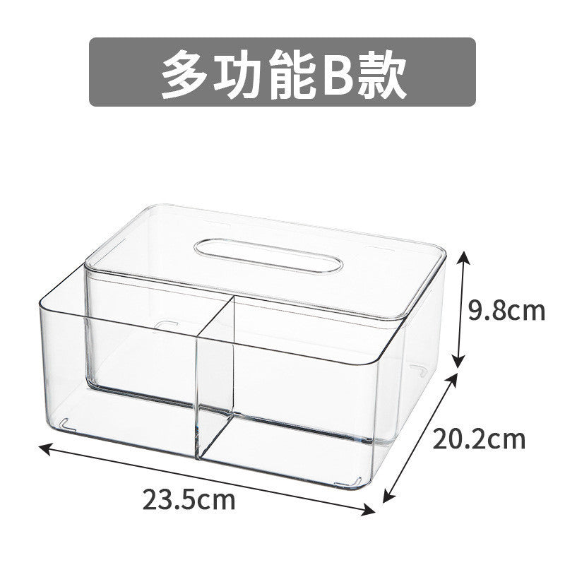 Shopclassy  tissue box holder Transparent Acrylic Nordic luxury remote control desktop storage