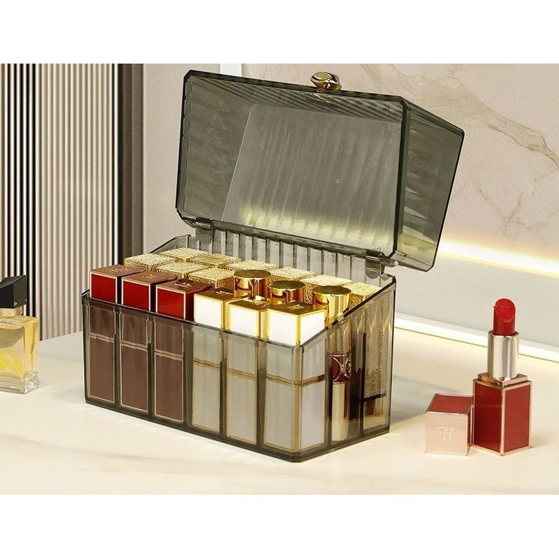 Shopclassyshop18pcs lipstick organizer storage box transparent acrylic desktop dust-proof lipstick storage rack