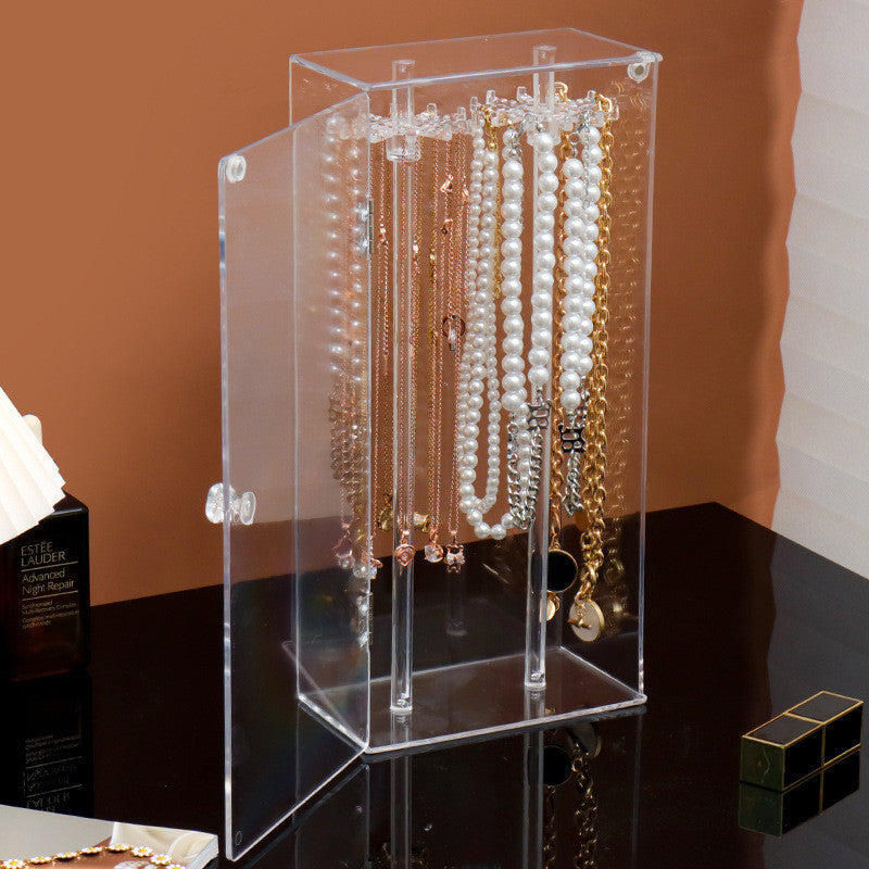 Shopclassyshop Dust Acrylic necklace organizer display shelf, desktop jewelry storage box, door bracelet finishing shelf