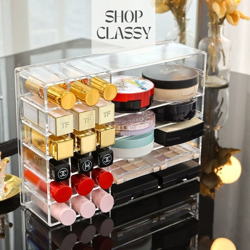 Shopclassyshop Acrylic Lipstick organizer eyeshadow powder cushion organizer drawer divider tabletop makeup shelf