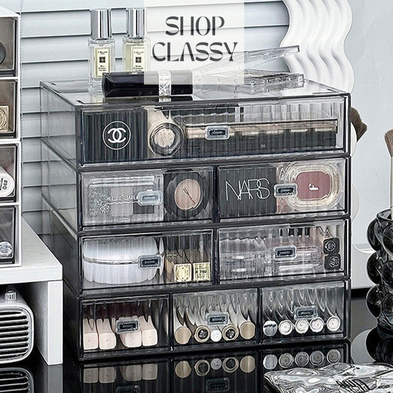 ShopClassyShop Transparent water ripples stacked drawer storage boxes ladies tabletop cosmetics storage