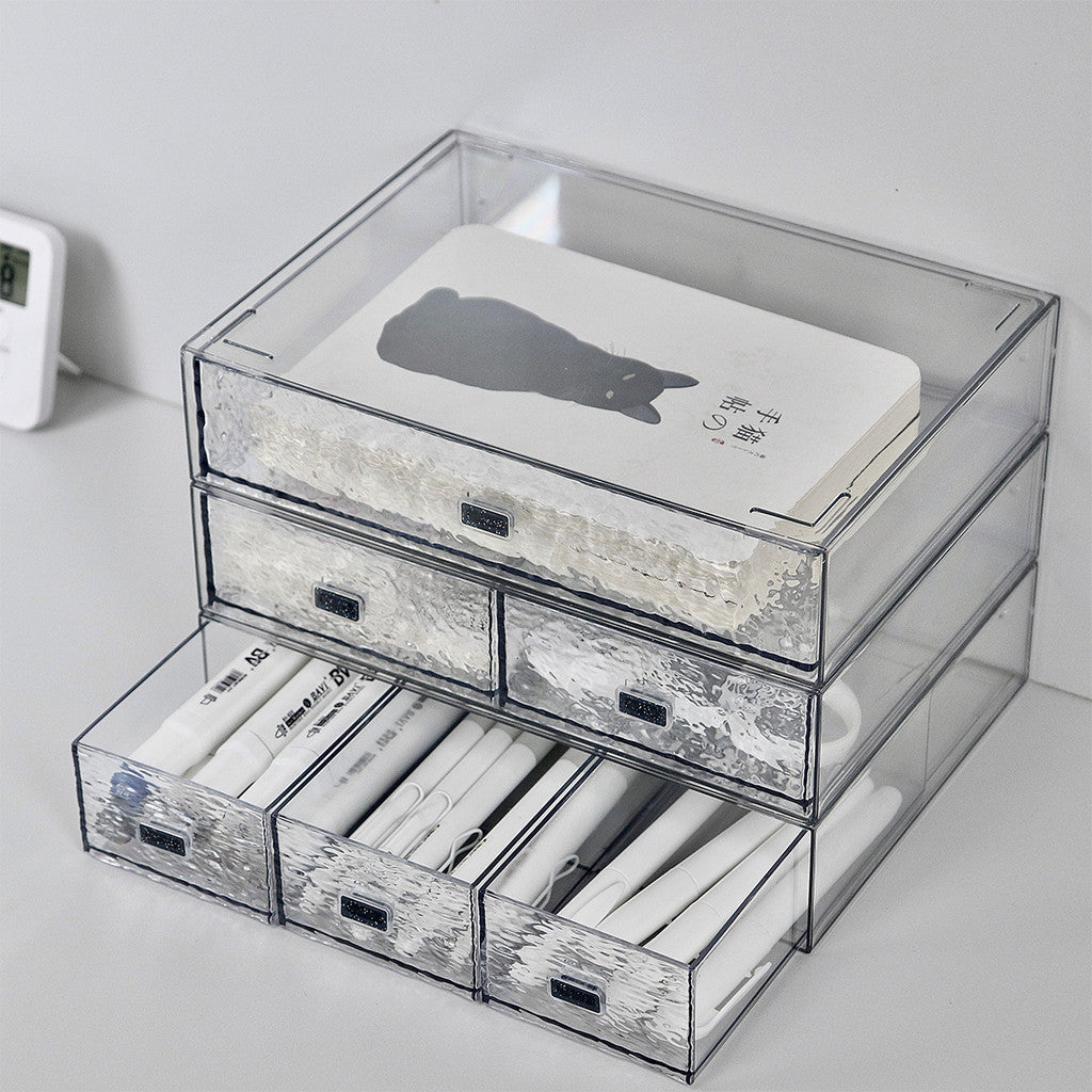 ShopClassyShop Transparent water ripples stacked drawer storage boxes ladies tabletop cosmetics storage