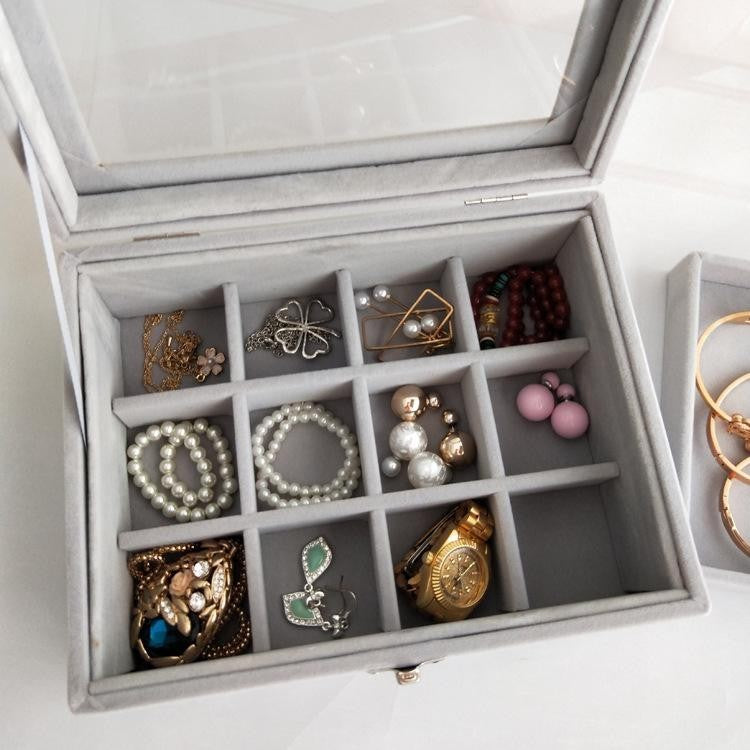 Shopclassyshop PU Leather flannel earrings jewelry box storage box desktop flannel jewelry box dustproof