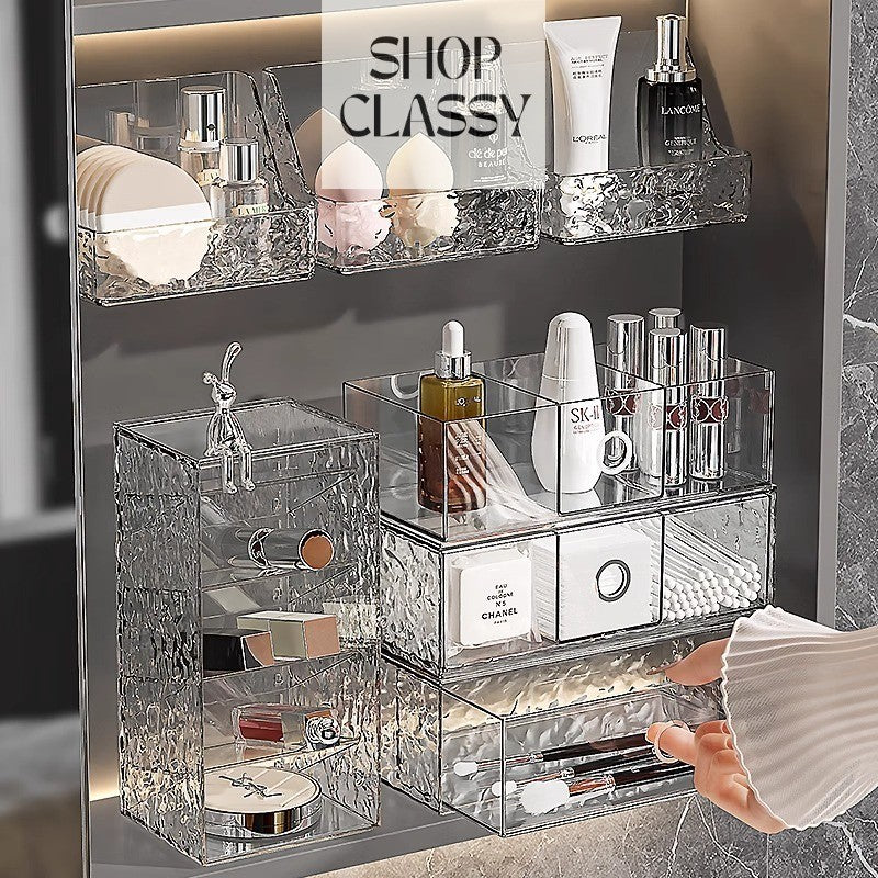 Shopclassyhsop Bathroom mirror cabinet organizer storage box bathroom vanity counter cosmetics shelf
