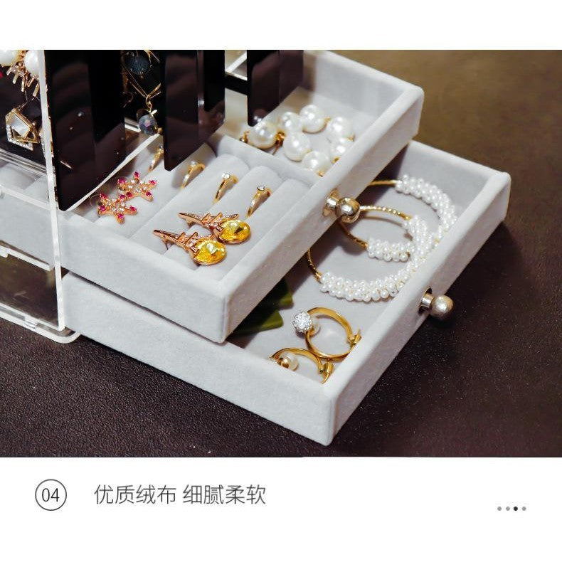 Shopclassyshop Dustproof transparent acrylic stud earrings necklace accessories plastic storage box