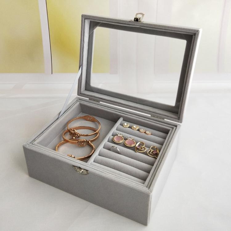 Shopclassyshop PU Leather flannel earrings jewelry box storage box desktop flannel jewelry box dustproof