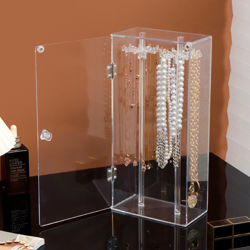 Shopclassyshop Dust Acrylic necklace organizer display shelf, desktop jewelry storage box, door bracelet finishing shelf