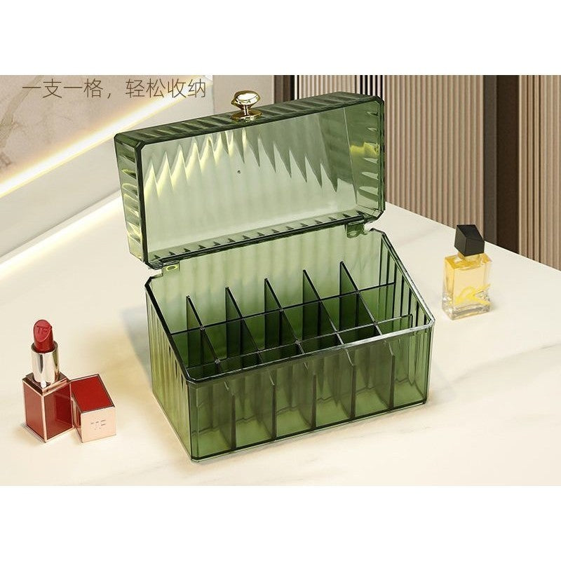 Shopclassyshop18pcs lipstick organizer storage box transparent acrylic desktop dust-proof lipstick storage rack