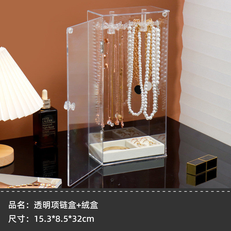 Shopclassyshop Dust Acrylic necklace organizer display shelf, desktop jewelry storage box, door bracelet finishing shelf