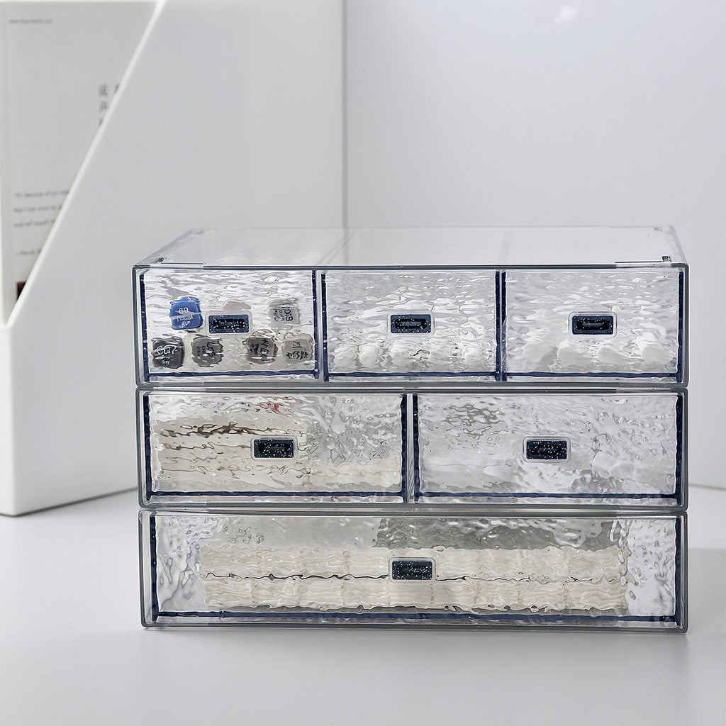 ShopClassyShop Transparent water ripples stacked drawer storage boxes ladies tabletop cosmetics storage