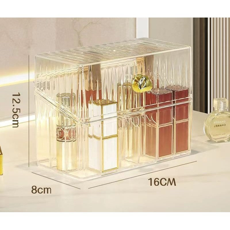 Shopclassyshop18pcs lipstick organizer storage box transparent acrylic desktop dust-proof lipstick storage rack