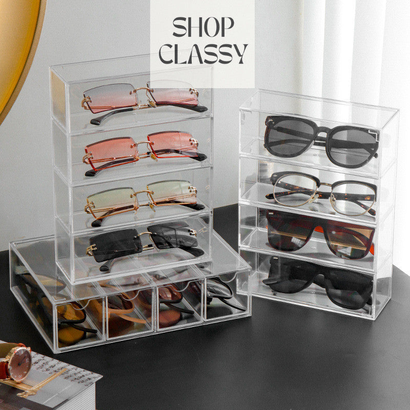 Shopclassyshop Acrylic sunglasses spectacles storage display box case fits 4 acrylic transparent clear dustproof