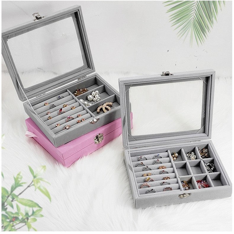 Shopclassyshop Accessories Flannel leather jewelry storage box earrings necklace organizing