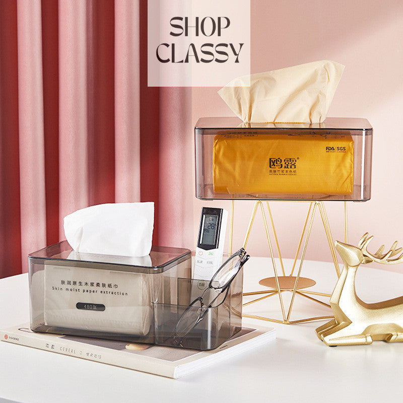 Shopclassy  tissue box holder Transparent Acrylic Nordic luxury remote control desktop storage