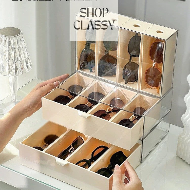 Shopclassyshop Acrylic tabletops glasses sunglasses organizer drawer divider dustproof stackable storage box