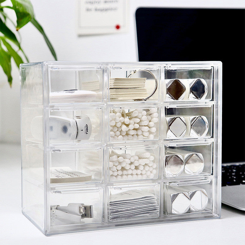 Shopclassyshop Transparent 9-square 12 grid Drawer Organizer dustproof jewelry cosmetics stationery storage box