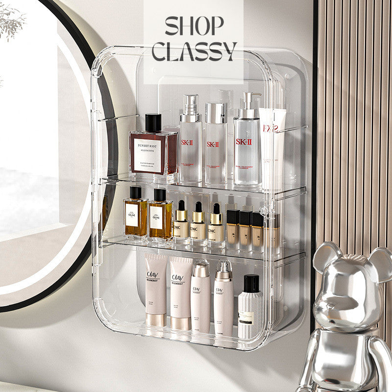 Shopclassyshop Wall-mounted multilayer cosmetics shelf perfume dresser tabletop skincare storage box