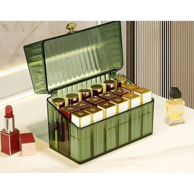 Shopclassyshop18pcs lipstick organizer storage box transparent acrylic desktop dust-proof lipstick storage rack