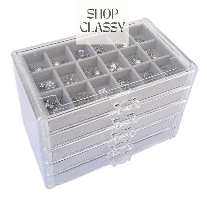 ShopClassyShop Acrylic Drawer style velvet jewelry necklace storage box organizer velvet