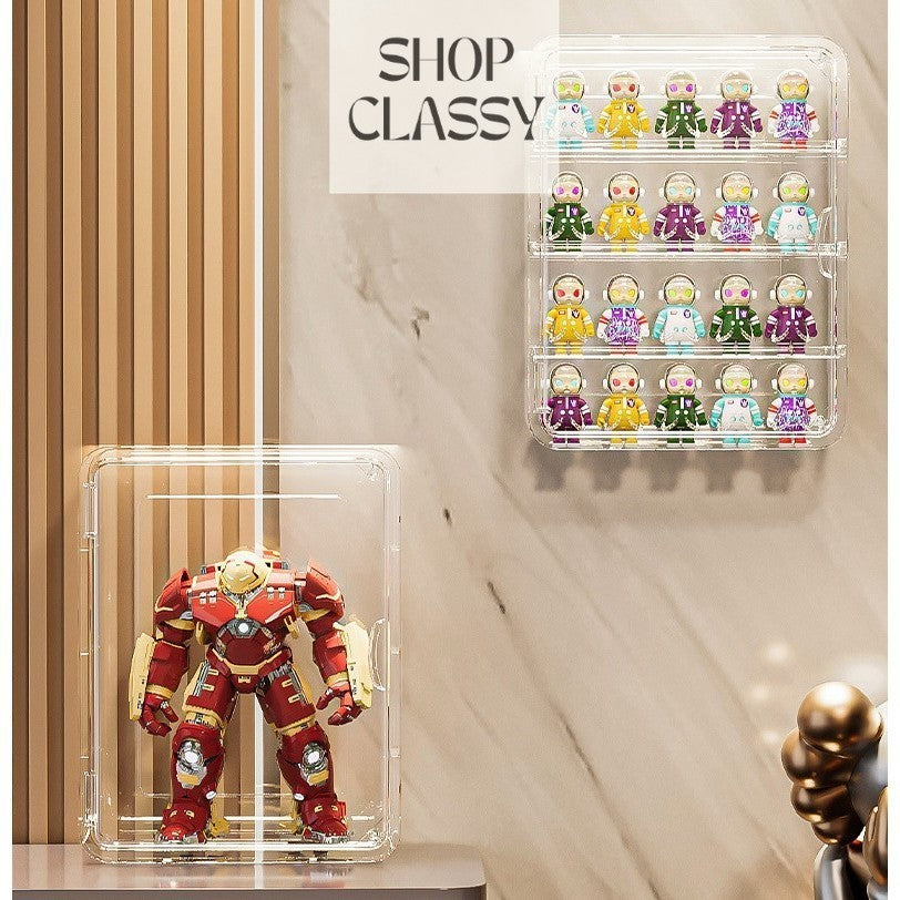 Shopclassyshop Wall-mounted clear Popmart display box for perfume & Toys Pop Mart doll figures storage box hanging thin