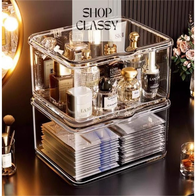 Shopclassyshop Acrylic desktop cosmetic storage box skincare mask lipstick perfume storage Snack organizer