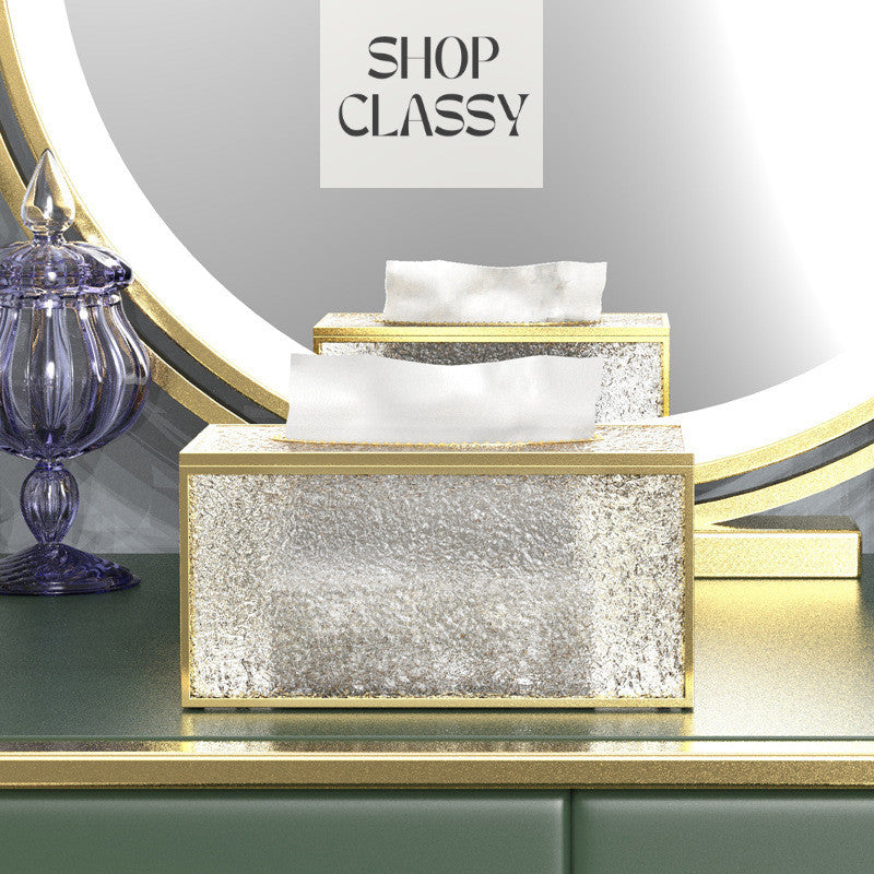Shoclassyshop High-end light luxury style high aesthetic tissue box desktop waterproof creative glass tissue holder