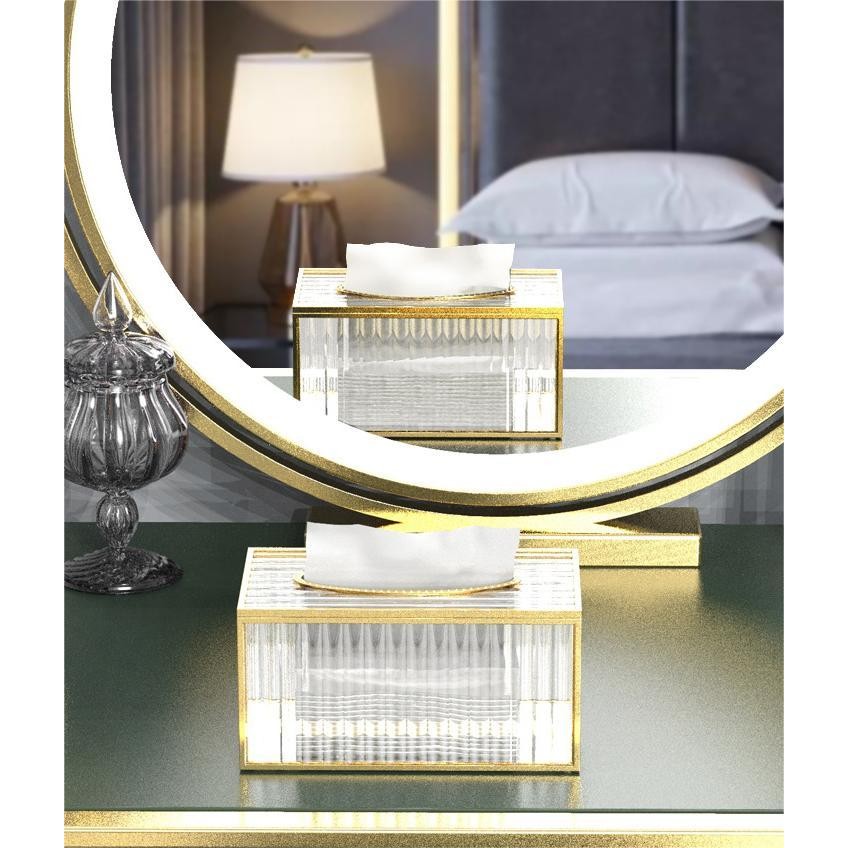 Shoclassyshop High-end light luxury style high aesthetic tissue box desktop waterproof creative glass tissue holder