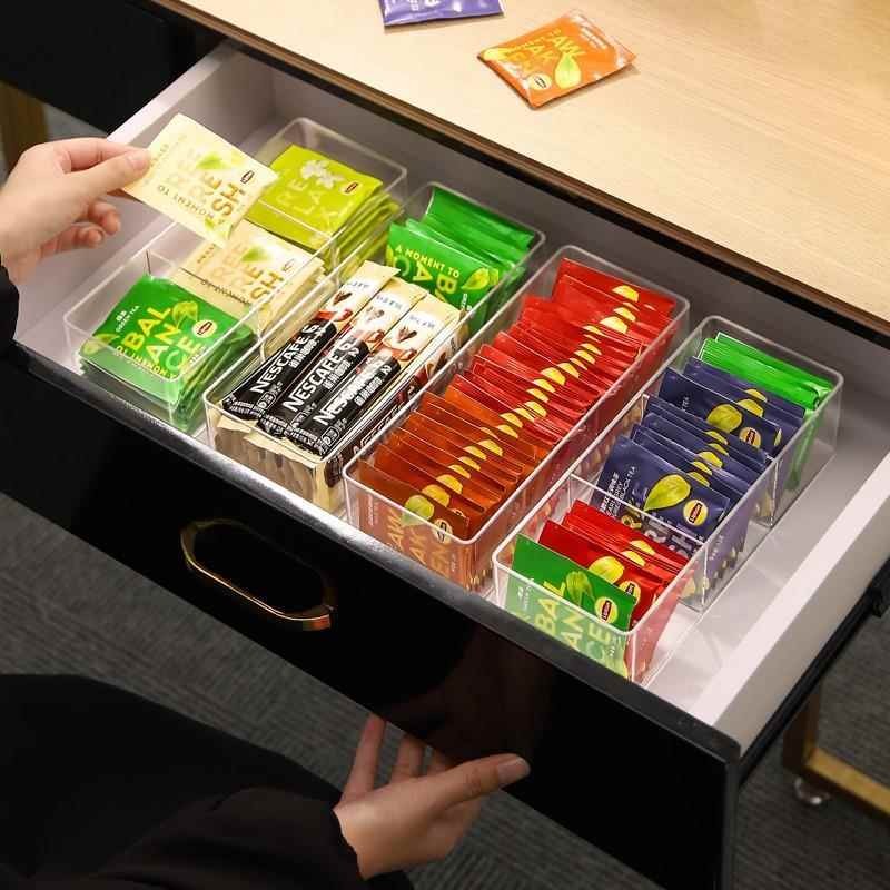 Shopclassy Acrylic Home Organizer storage box tabletop tea bag storage sorting box compartment multi-functional box