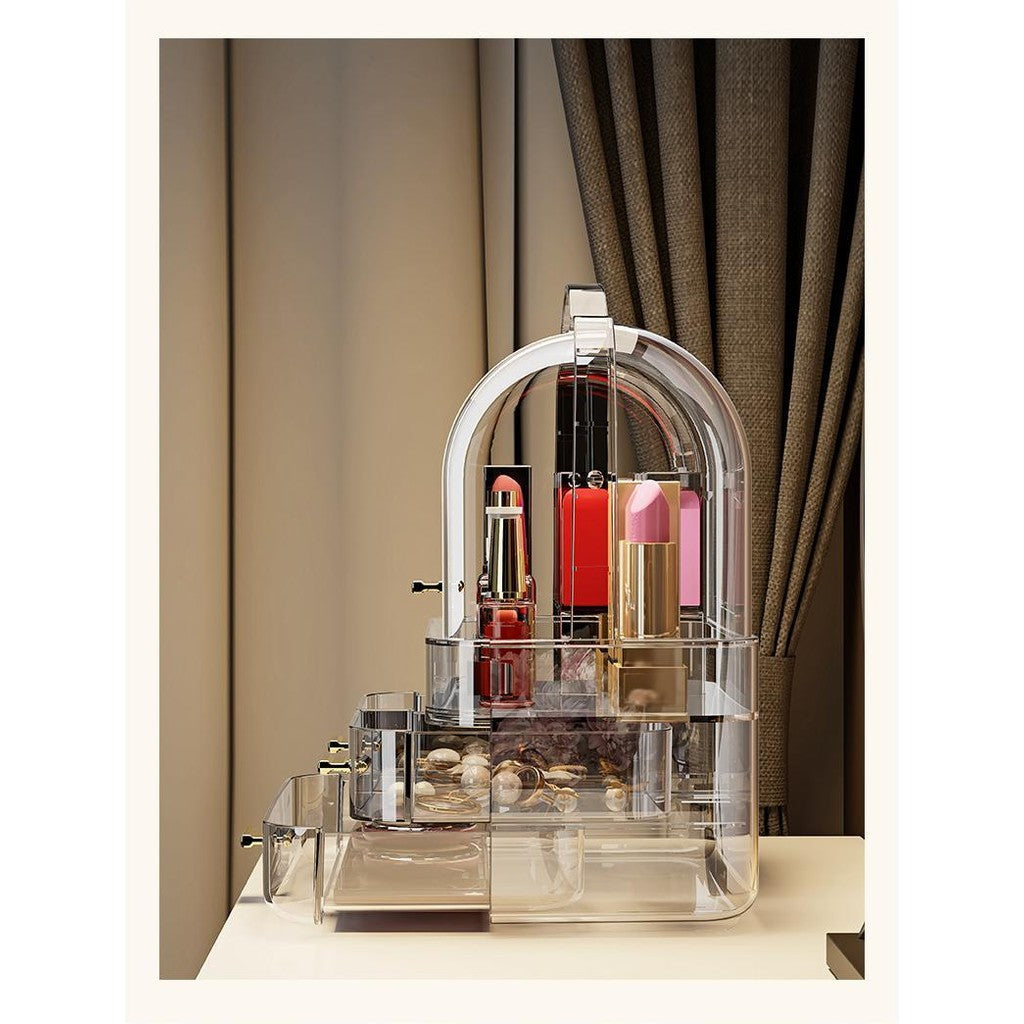 Shopclassyshop Cute Mini jewelry & Essential oil storage box with handle for lipstick acrylic drawer clear model