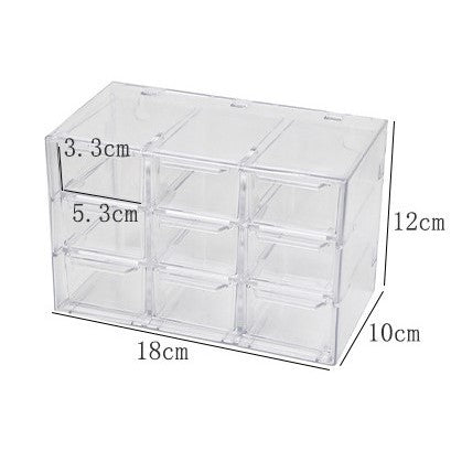 Shopclassyshop Transparent 9-square 12 grid Drawer Organizer dustproof jewelry cosmetics stationery storage box