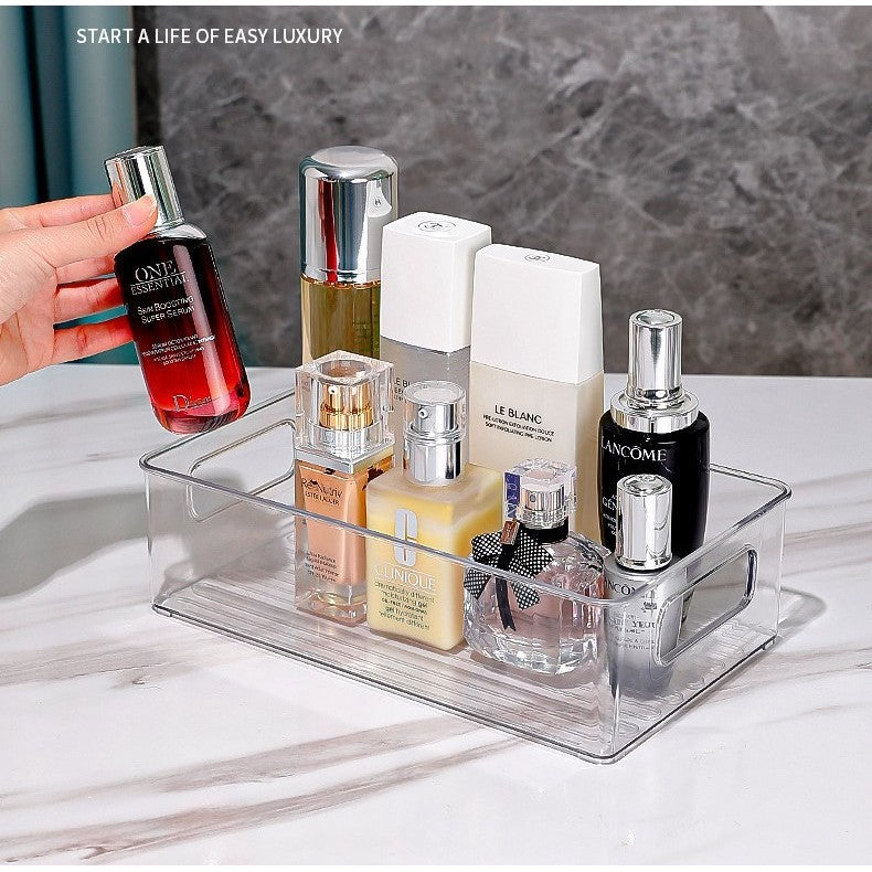 Shopclassyshop PET storage box acrylic organizer cosmetics transparent basket dormitory mask organizer sundries, shelves