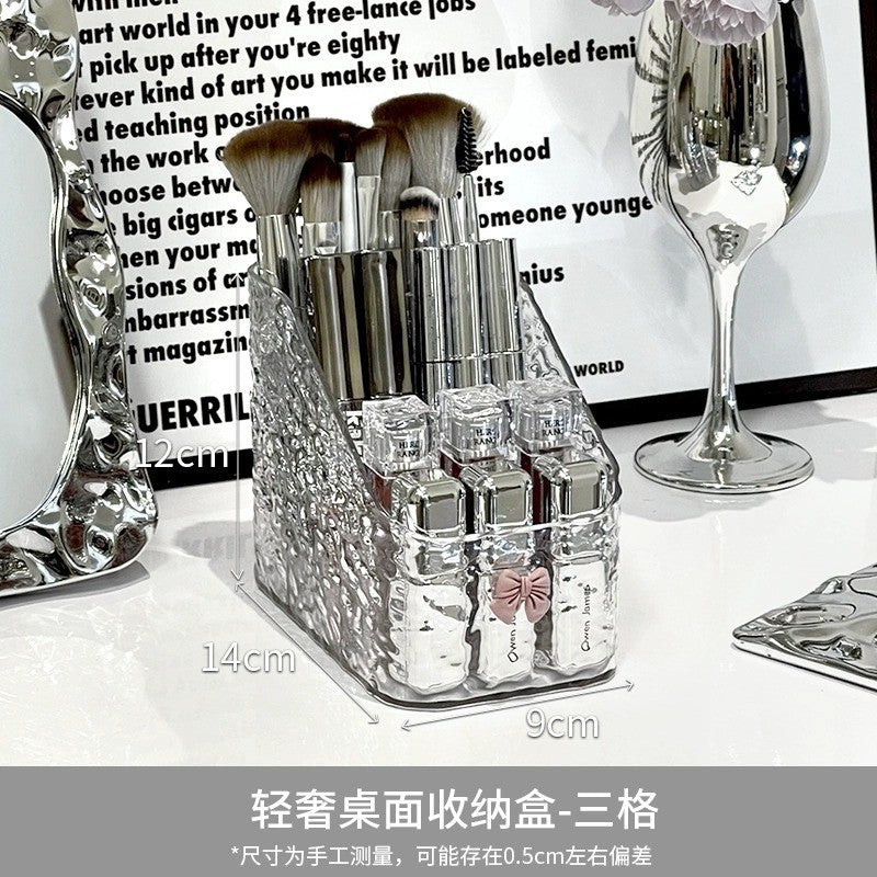 Shopclassyshop Acrylic Transparent Glacier Pattern Makeup Brush Organizer Storage Bucket Box Dresser Lipstick  Eyeshadow