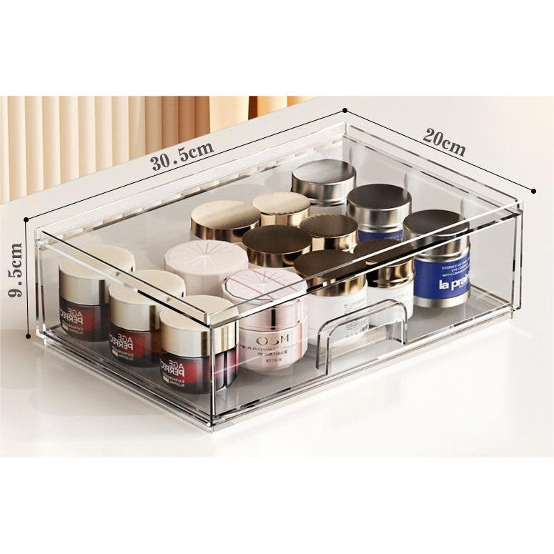 Shoclassyhshop transparent Drawer Model Stackable makeup box lipstick mask skincare products dressing table organizer