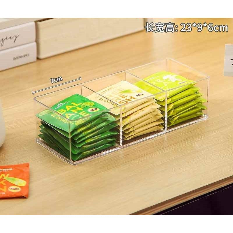 Shopclassy Acrylic Home Organizer storage box tabletop tea bag storage sorting box compartment multi-functional box
