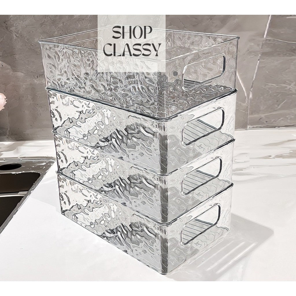 Shopclassyshop Acrylic Tray organizer desktop Stackable glacier pattern cosmetics dresser miscellaneous storage box