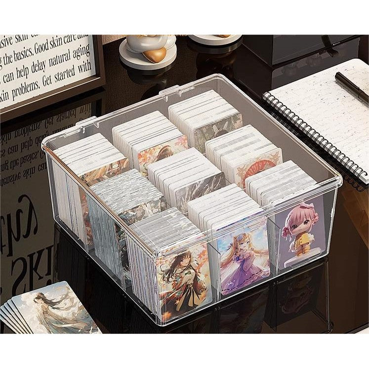 Shopclassyshop Transparent lid dust-proof and moisture-proof acrylic 9-grid storage box for Pokemon cards and beads