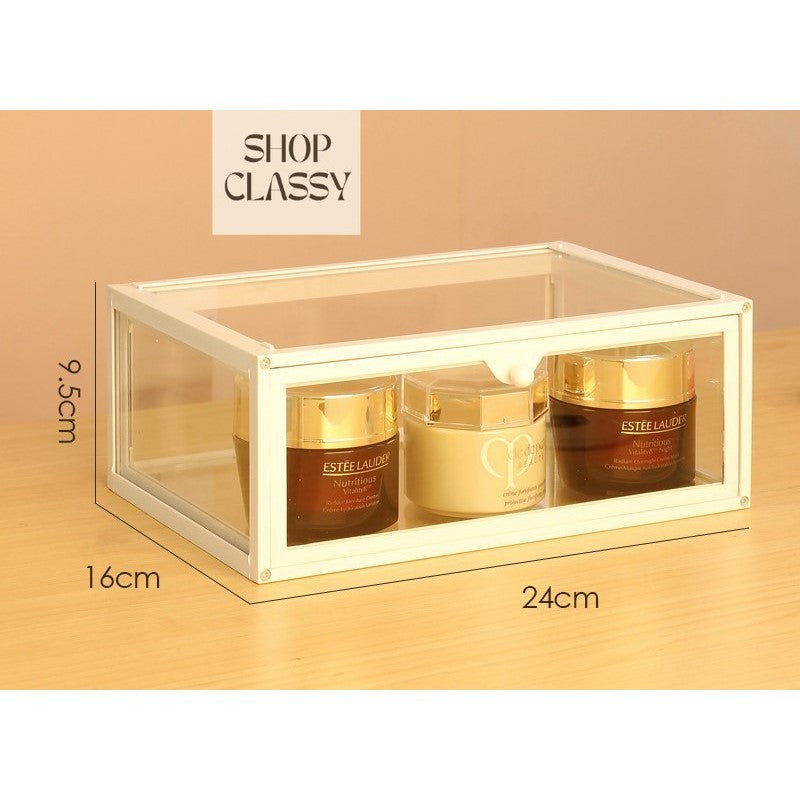 Shop Classy Glass Make up box cosmetic Storage Box Drawer single door ABD