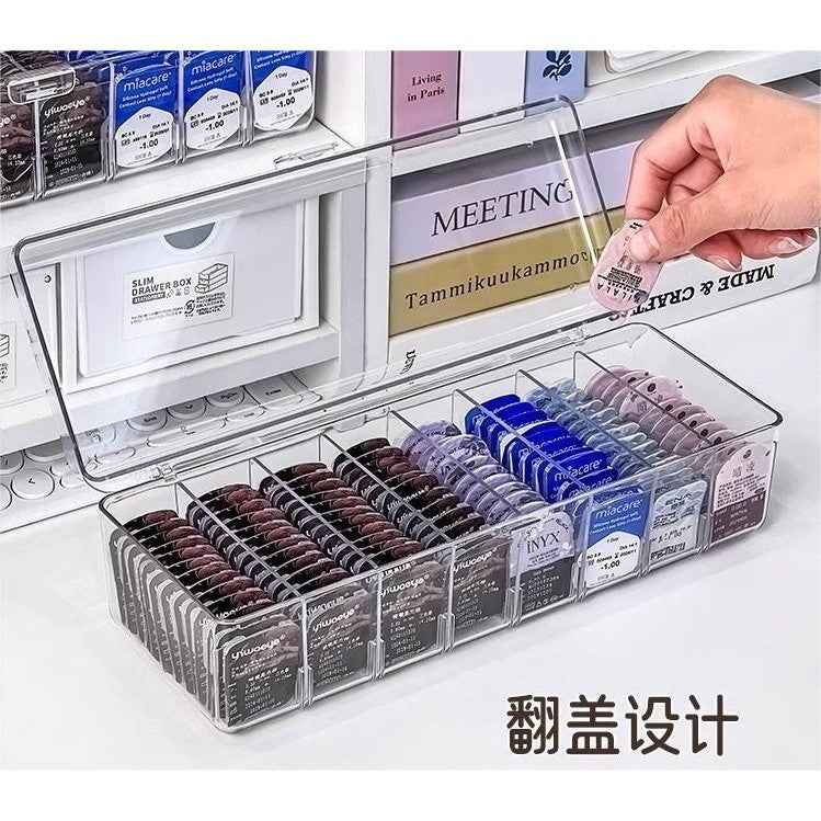 Shopclassyshop Acrylic PET Flip-cover partition daily disposable colored contact lens storage box