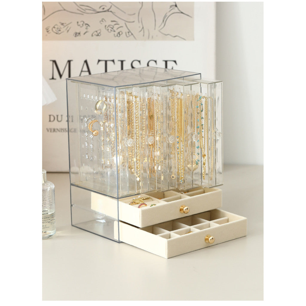 Shopclassyshop Dustproof transparent acrylic stud earrings necklace accessories plastic storage box