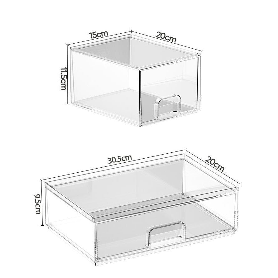 Shoclassyhshop transparent Drawer Model Stackable makeup box lipstick mask skincare products dressing table organizer