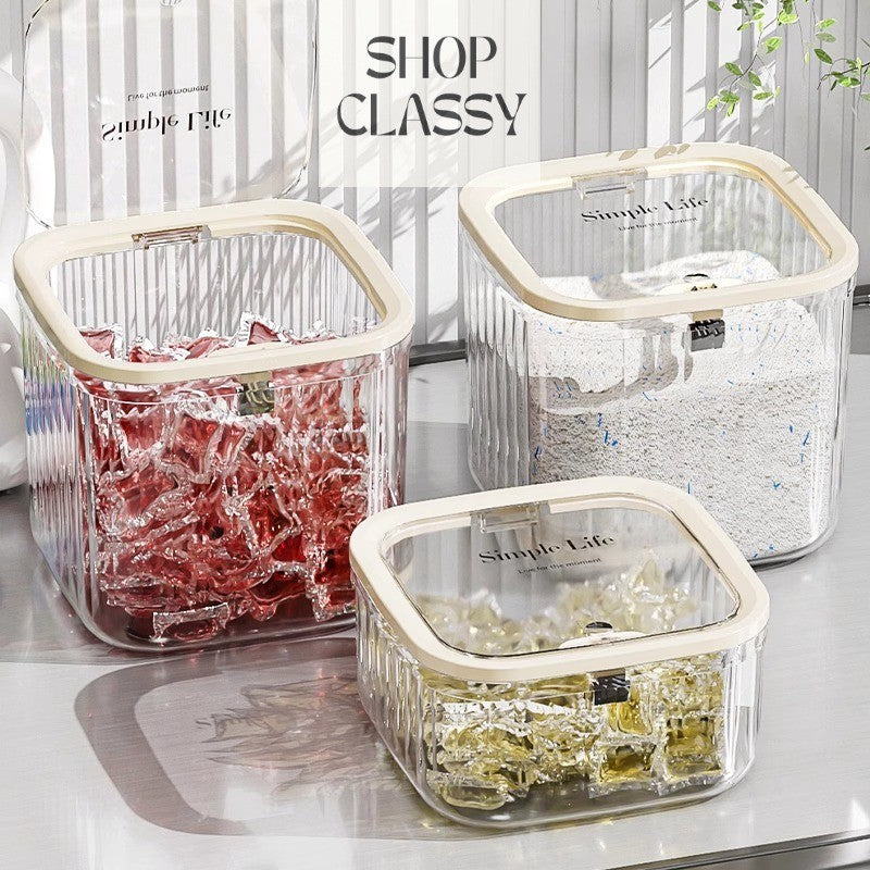 Shopclassyshop Acrylic Automatic Lid-opening Desktop Storage Bucket for Small Cute Desktop Items