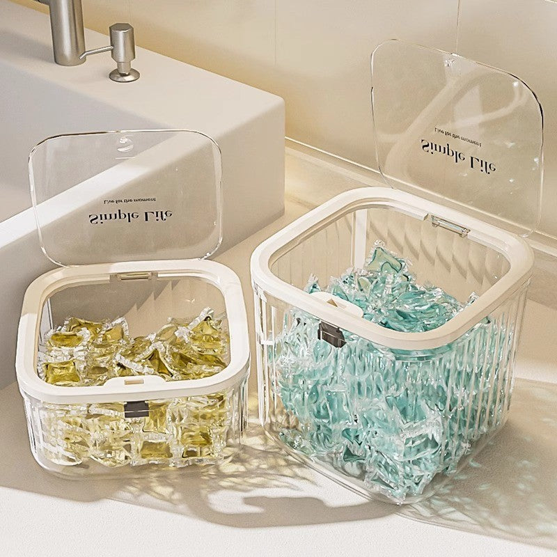 Shopclassyshop Acrylic Automatic Lid-opening Desktop Storage Bucket for Small Cute Desktop Items
