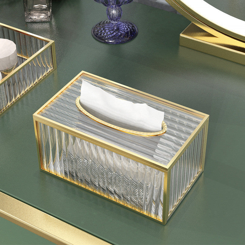 Shoclassyshop High-end light luxury style high aesthetic tissue box desktop waterproof creative glass tissue holder