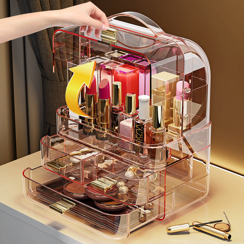 Shopclassyshop Cute Mini jewelry & Essential oil storage box with handle for lipstick acrylic drawer clear model