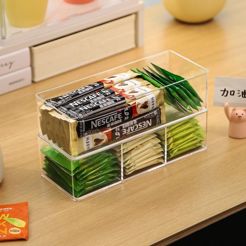 Shopclassy Acrylic Home Organizer storage box tabletop tea bag storage sorting box compartment multi-functional box