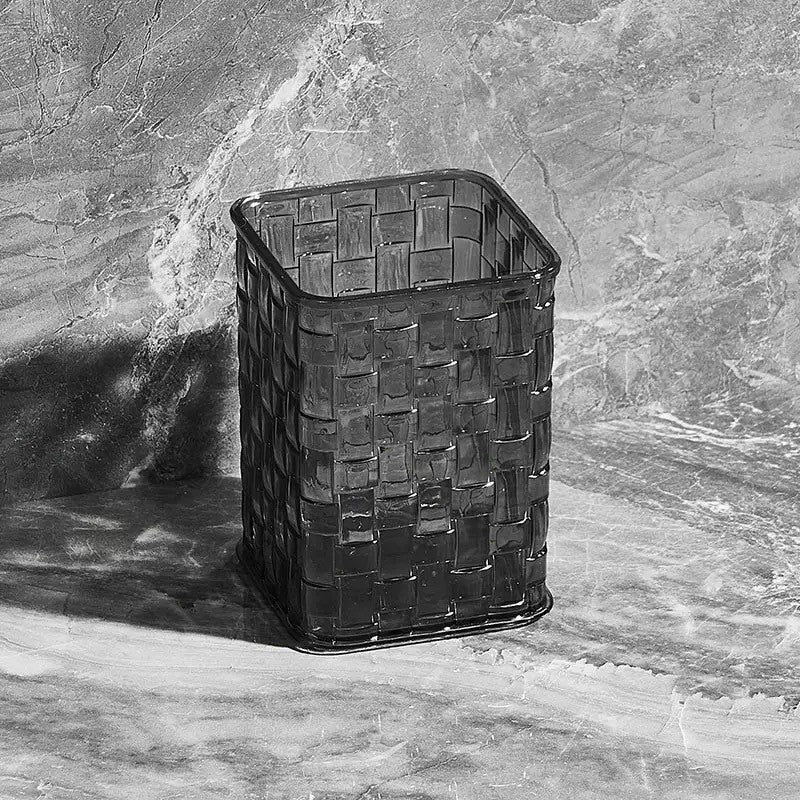 Shopclassyshop Acrylic woven pattern simple and elegant cosmetics brush bucket desktop pen storage bucket