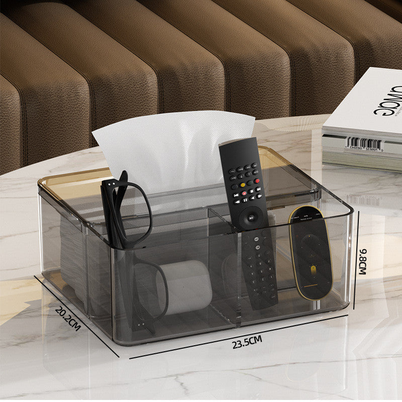 Shopclassy  tissue box holder Transparent Acrylic Nordic luxury remote control desktop storage