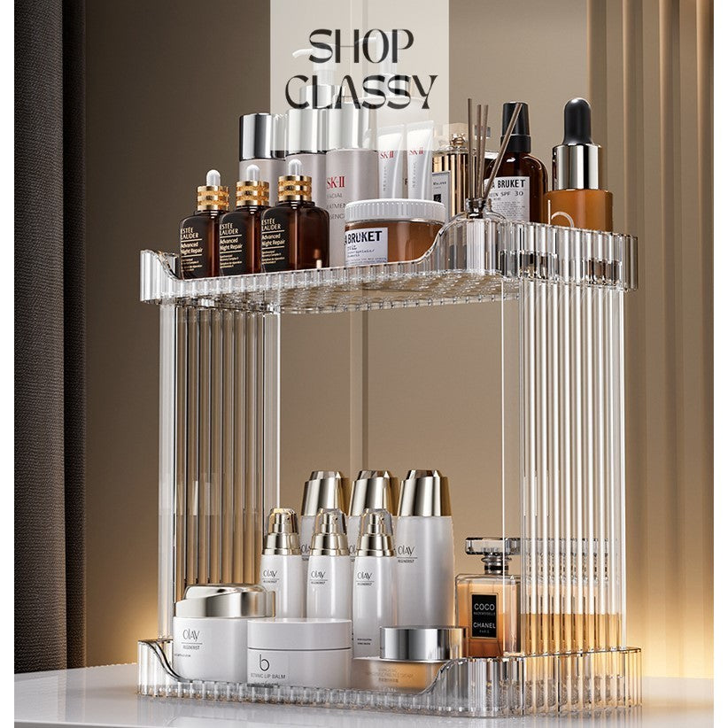 Shopclassyshop Acrylic Skin Care Products Organizer box double-layer desktop Bathroom washstand cosmetics storage box